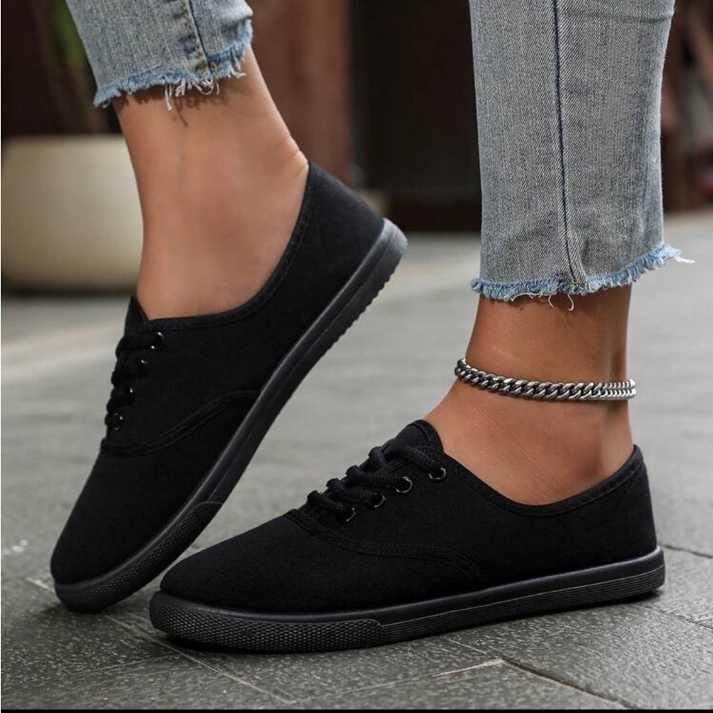 Classic Black Canvas Sneakers for Women